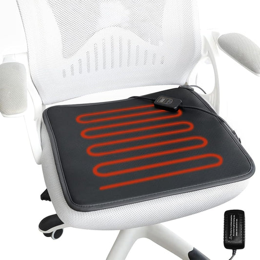Heated Seat Cushion with Intelligent Temperature Control and Auto Shut-Off, Premium Leather Heating Pad for Home and Office Chairs